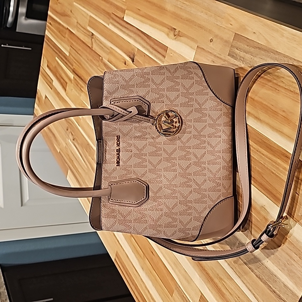 Michael Kors "ballet" pink center zip crossbody satchel